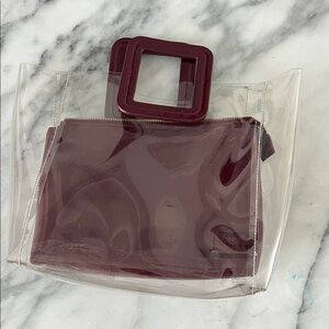STAUD Clear Tote with Burgundy Accent